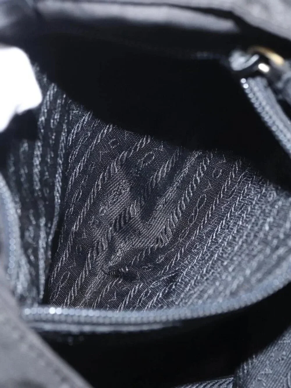 PRADA Chain Hand Bag Nylon Black Gold Auth bs31172 - Picture 12 of 16